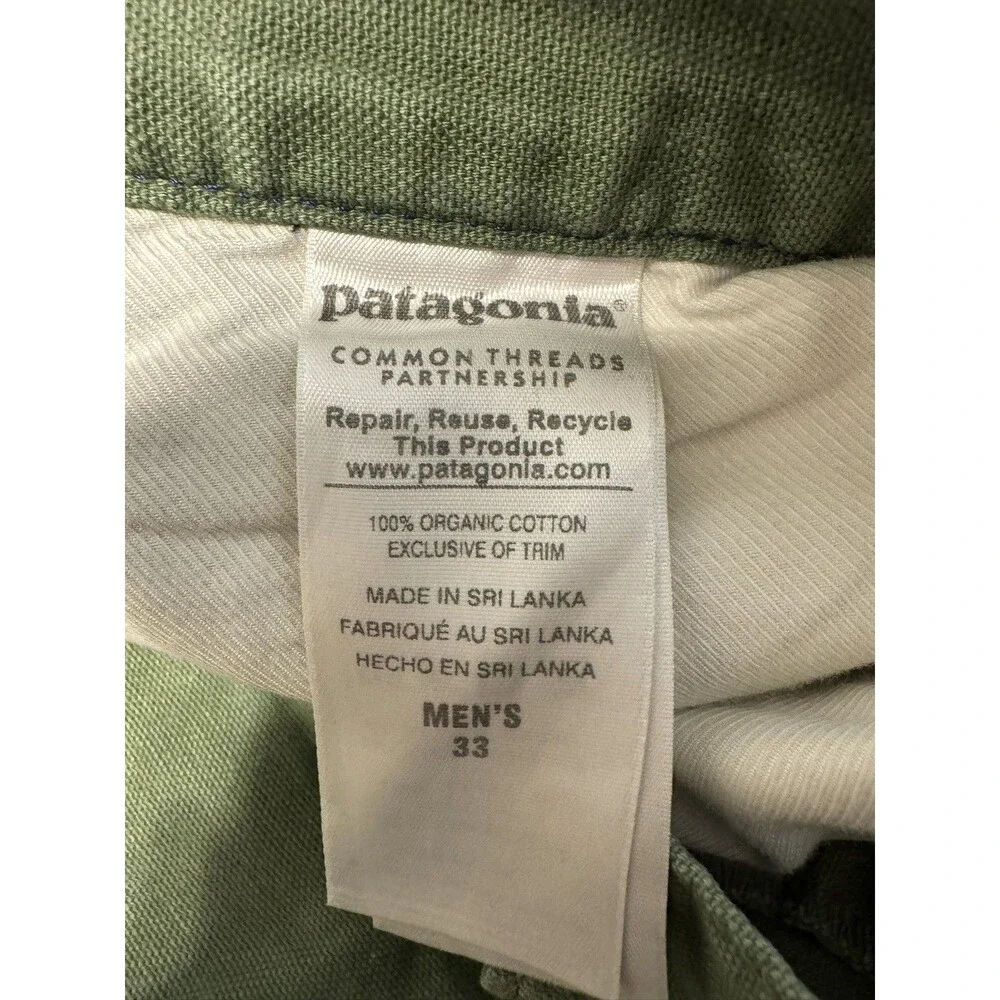 Patagonia Duck Pants Mens 33 Green Canvas Straight Organic Cotton Outdoor Hiking - Picture 4 of 10